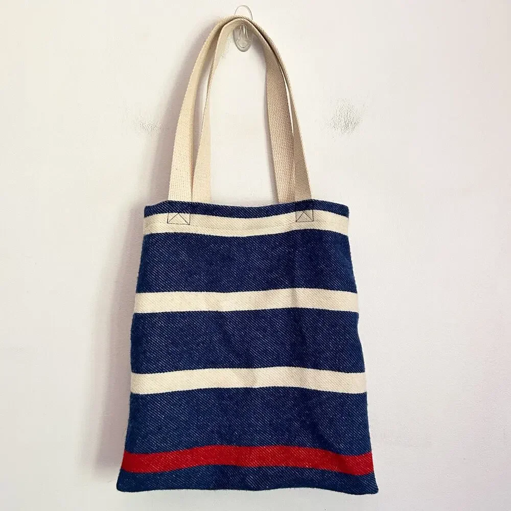 Faibault Wool Striped Bag Blue - Picture 5 of 5